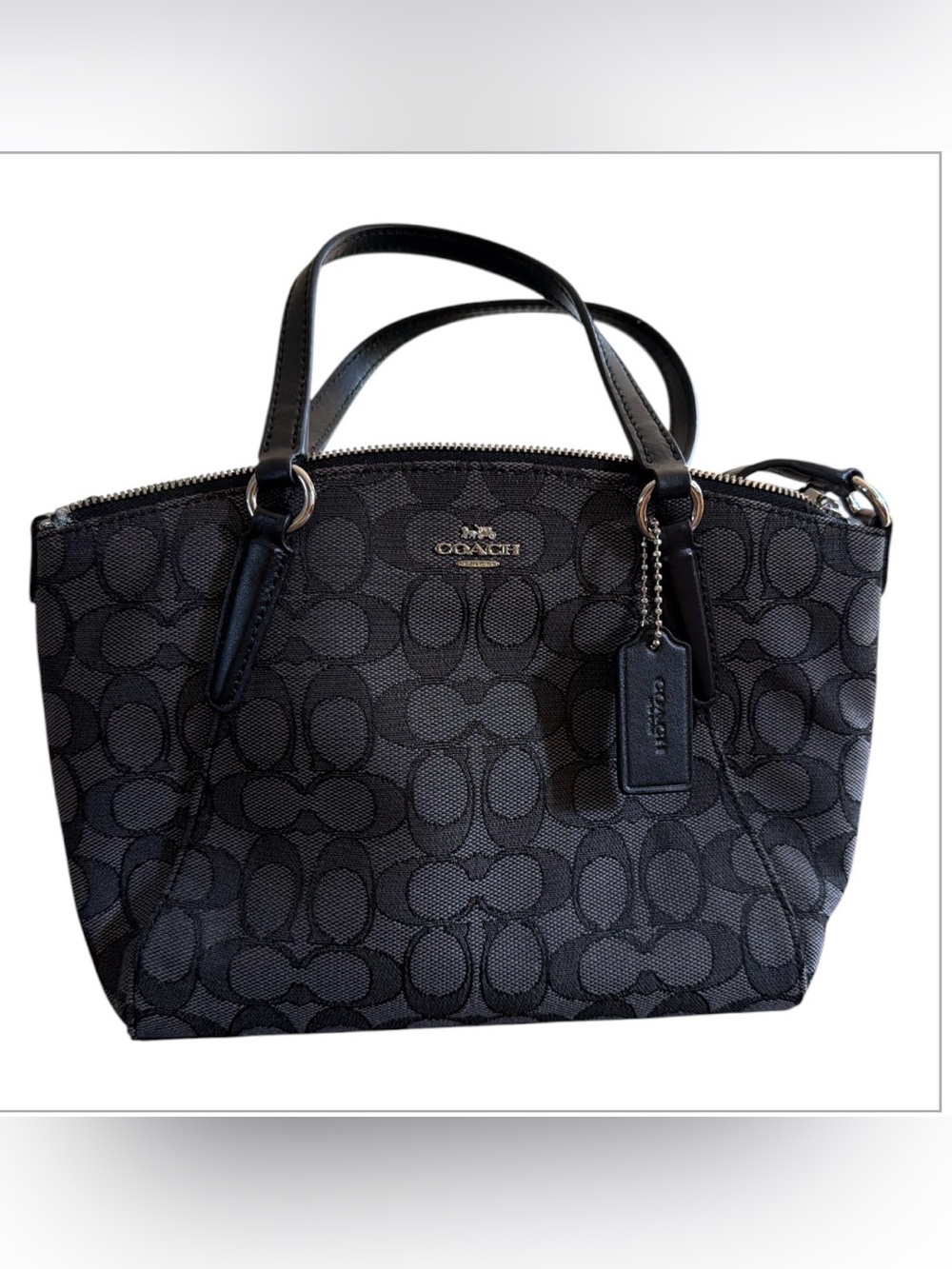 Coach Black And Grey Jacquard Canvas Mini Kelsey Satchel